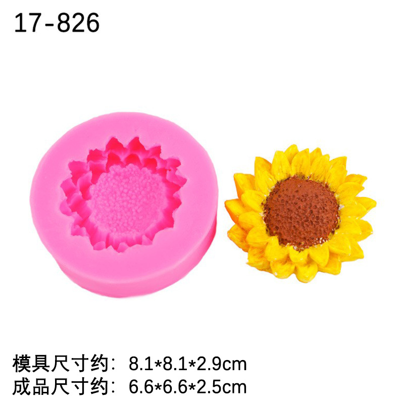 Creativo girasol forma silicona molde chocolate aromaterapia yeso vela fondant cake chocolate decoración molde