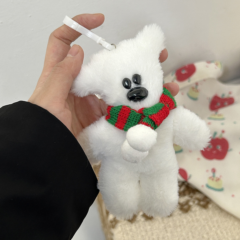 【크리스마스 스카프】화이트 테디베어
