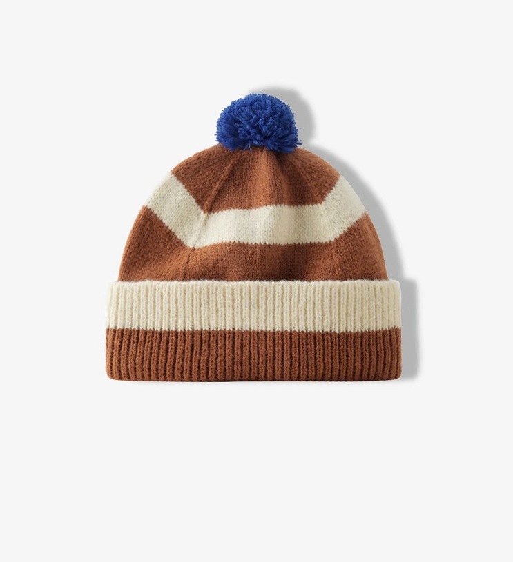 Eaveless Rim Unisex Sweet Classic Style Stripe Eaveless Wool Cap