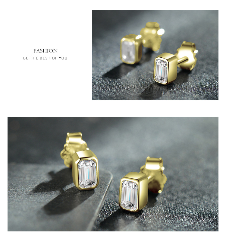 Simple Style Square Silver Plating Inlay Zircon Ear Studs 1 Pair display picture 1
