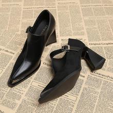 55425-1尖头单鞋女春款玛丽珍小皮鞋复古女鞋高跟鞋惠东大岭鞋