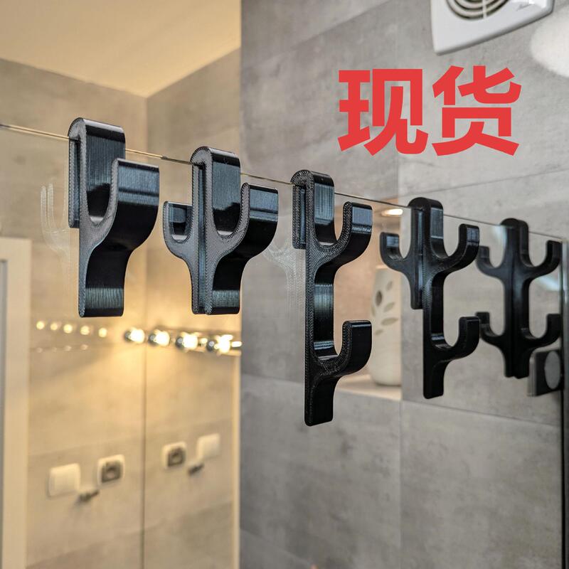 跨境爆品 Shower hook 便携式淋浴挂钩浴室玻璃门夹式多功能挂钩|undefined