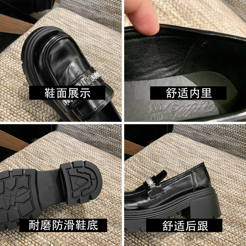 法式厚底增高乐福鞋女2025秋季新款小个子百搭英伦风复古jk小皮鞋|undefined