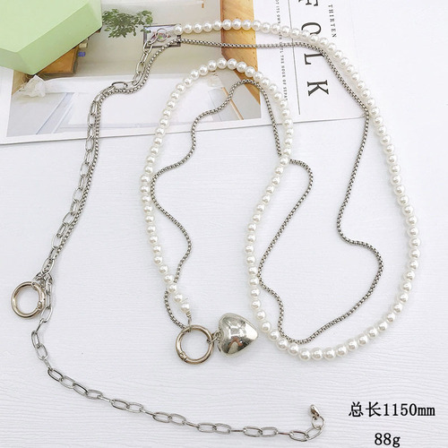 Yi Lian's new variety of mobile phone cases, diagonal chain, beaded acrylic shoulder chain, mobile phone lanyard, pearl pendant for women