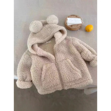 儿童毛绒外套男女童冬款加厚棉服宝宝羊羔毛外衣中小童耳朵毛毛衣