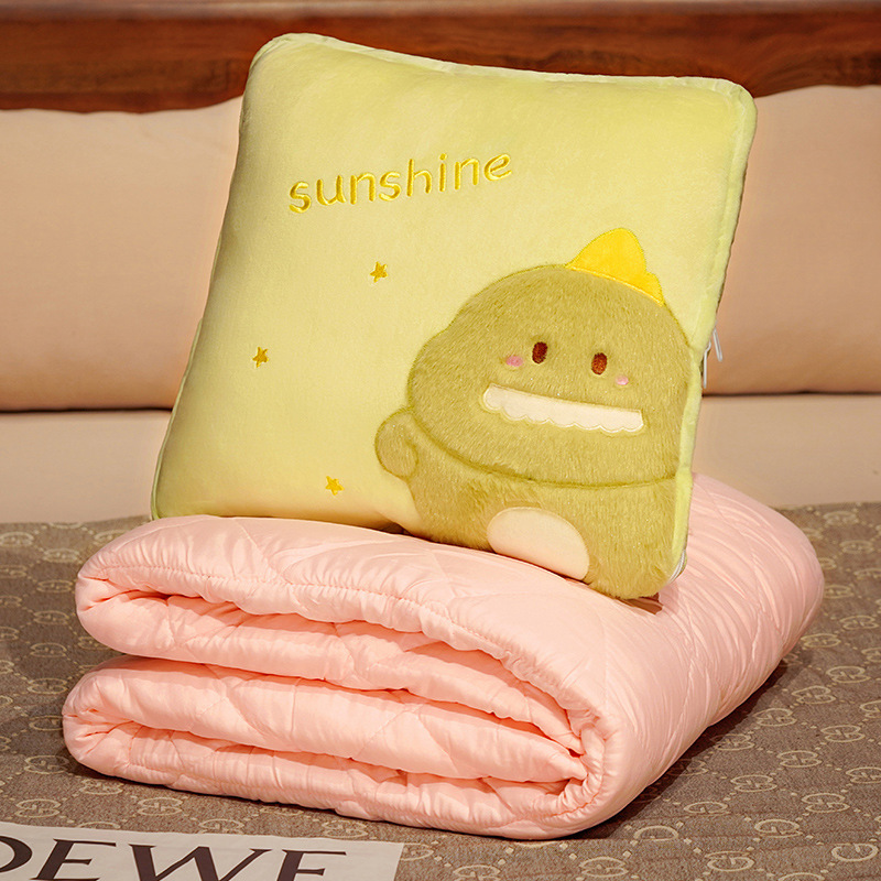 Almohada edredón de doble uso engrosada manta siesta de oficina almohada dos-en-uno plegable coche almohada lindo