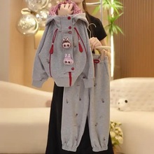 女童春秋套装儿童时髦洋气连帽卡通卫衣两件套中大童韩版休闲秋装