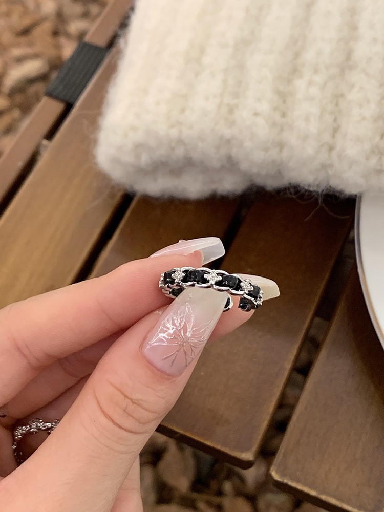 Anillo de circonita de perlas de viento ins, nicho femenino, sentido de alta gama, simple y ligero, anillo de novia de lujo, anillo de apertura de temperamento al por mayor