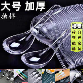 一次性勺子大全独立包装金龟汤勺拍样外卖水果捞美式白色塑料叉勺