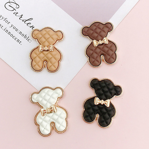 2pcs DIY Crafts Creative cartoon bear diy hairpin jewelry accessories mobile phone case beauty material alloy bear cup DIY bag keychain pendant