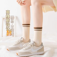 襪子女韓版中筒秋冬季款日系可愛學院風條紋ins潮百搭運動堆堆襪