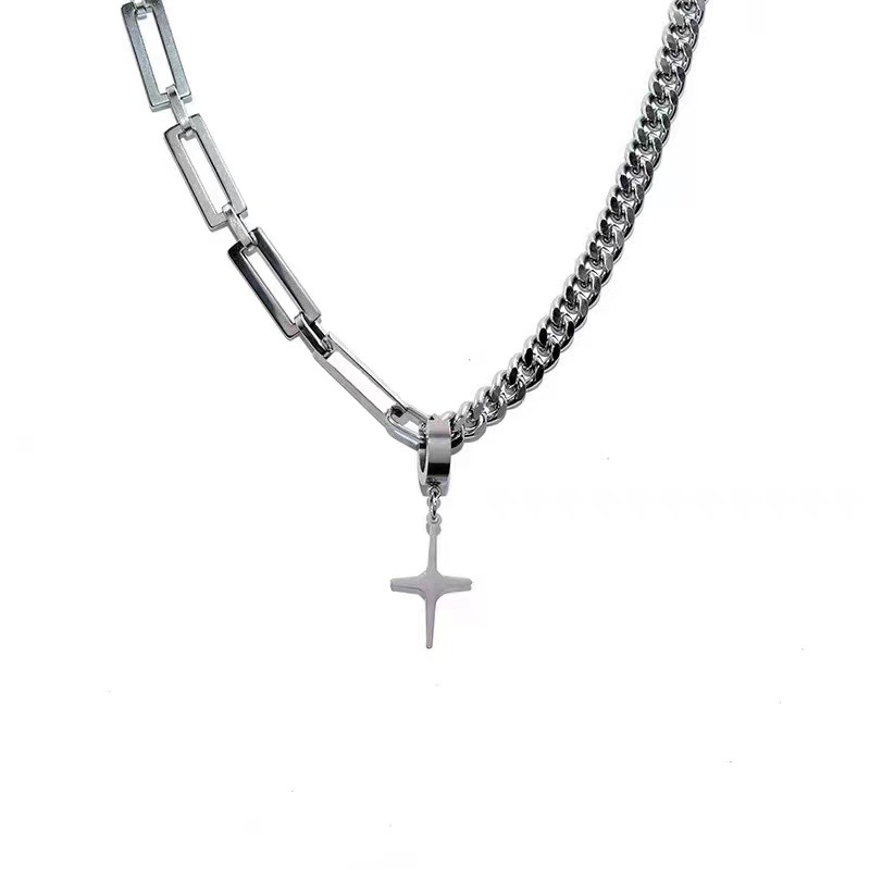 39g Weight Titanium Steel Pendant Material Pendant Necklace Classification Hip-Hop Simple Style Star Titanium Steel Polishing Men's Pendant Necklace Men Pendant Necklaces