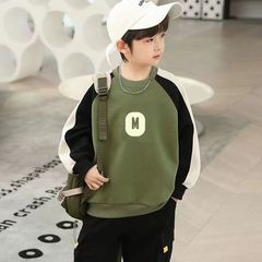 Children's Spring Hoodie 2024 New Arrival Boys' Base Shirt Stylish New Arrival Korean Version Medium and Large Children's Patchwork Top