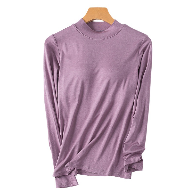 Suit Base Shirt Women's Autumn 2023 Winter Round Neck Slim-fit with Chest Pad Underwear with Small Vertical Neck Long Sleeve T-shirt Top