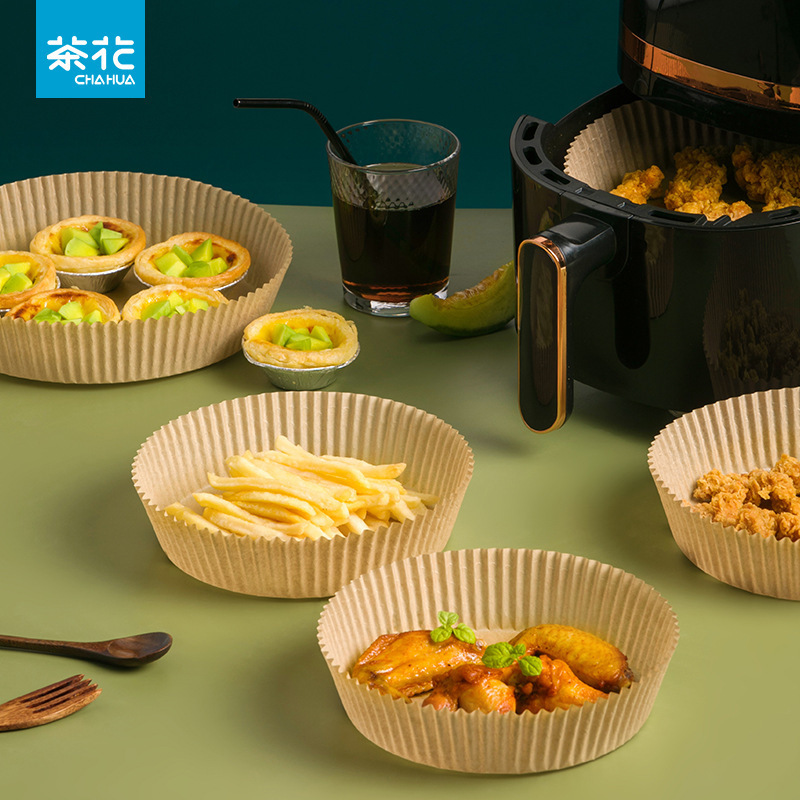 Camellia Food-Grade Disposable Air Fryer Paper Tray Oil-Absorbing Paper Pad Household Food Double-Sided Silicone Oil Paper
