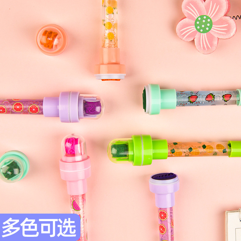 Pluma de burbuja de dibujos animados multifunción TikTok Net pluma de burbuja roja linda chica estudiante creativo pluma de sello de rodillo