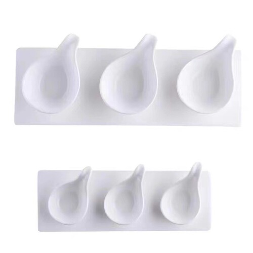 Pure white creative ceramic caviar spoon dipping plate ceramic hotel tableware dessert plate buffet seasoning plate