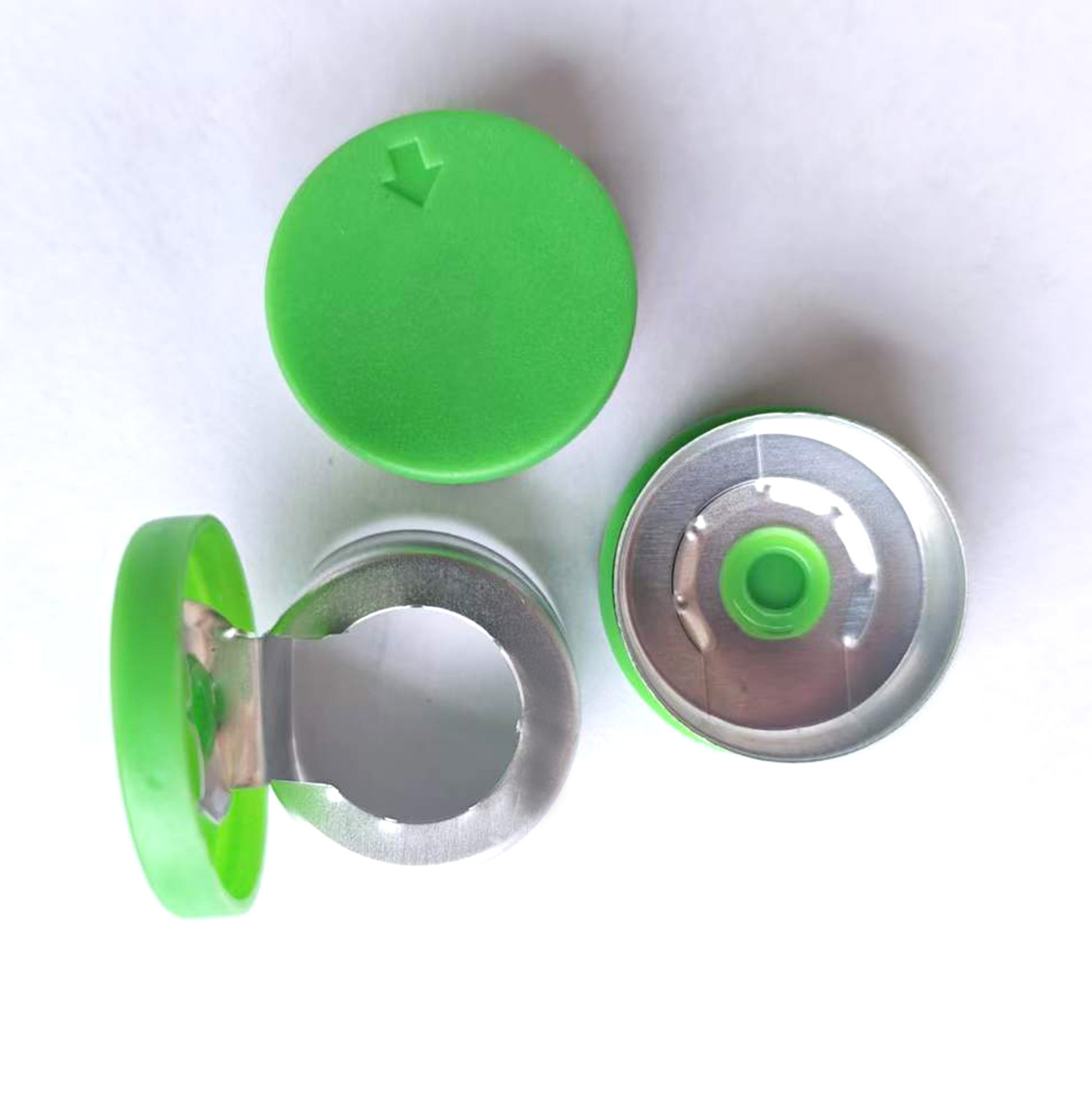 Venta directa de fábrica de 20 tipos de tapas de aluminio-plástico esmeriladas, tapas compatibles para viales, tapas azules a presión para botellas hechas de aluminio.