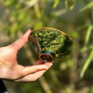 Handcrafted Embossed Dragon Cup for Men, High-End Master Cup, Built-In Tea Cup, Special High-Grade Raw Mineral Glaze Cup for Tea Making