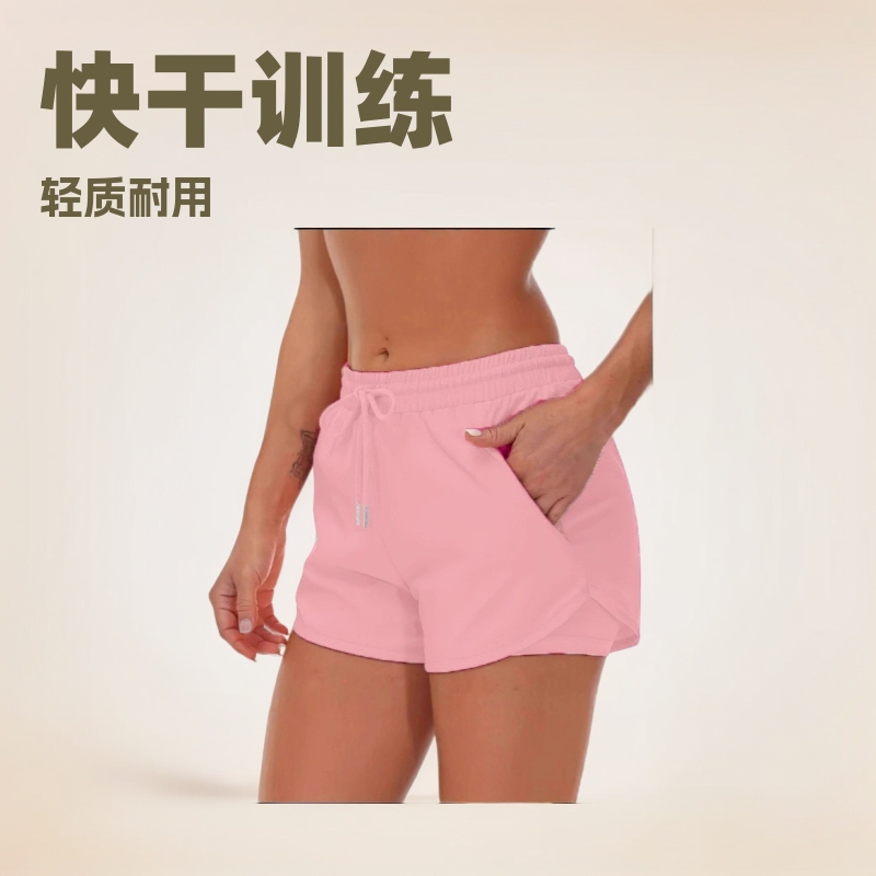 Amazon Cross-Border 2025 Women's 5inch Sports Running Shorts Quick-Drying Lightweight Fitness Shorts with Invisible Zipper