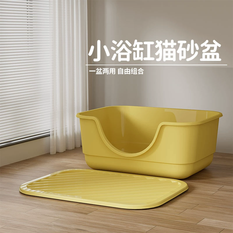 Полузакрытый лоток для кошачьего туалета с открытым дизайном, предотвращающий разбрасывание наполнителя, изолирующий запахи, для котят, совместимый с кошачьими клетками, в комплекте с совком для уборки наполнителя.