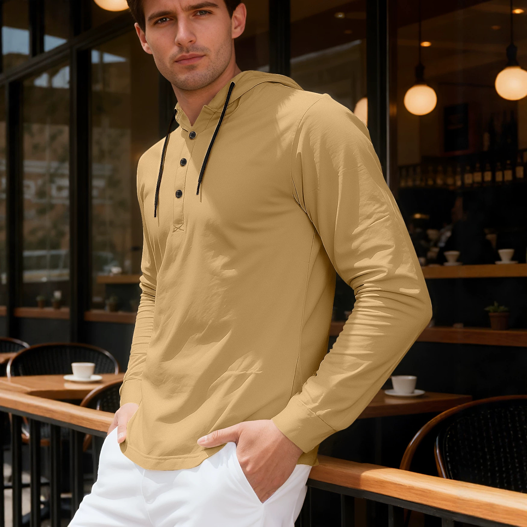 Transfronterizo TEMU Amazon moda moda hombre algodón perla pequeño tweed cardigan con gorra y abrazadera suéter