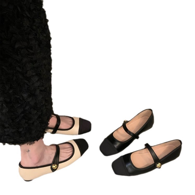 Flat Square Toe French Mary Jane Shoes For Women Spring New Style Little Soft Sole Loafers_vogvips.com