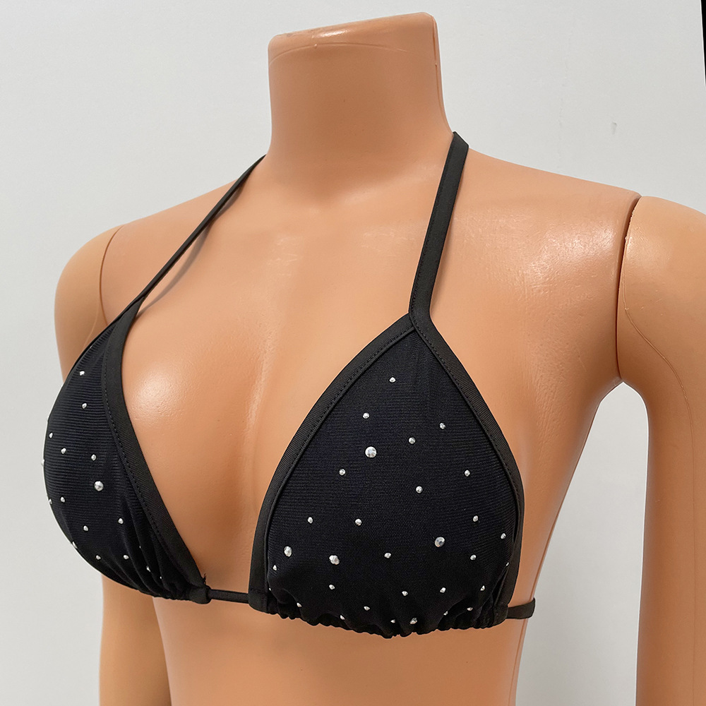 Women Clothing Sexy Tight Mesh See-through Drilling Two-Piece Set for Women