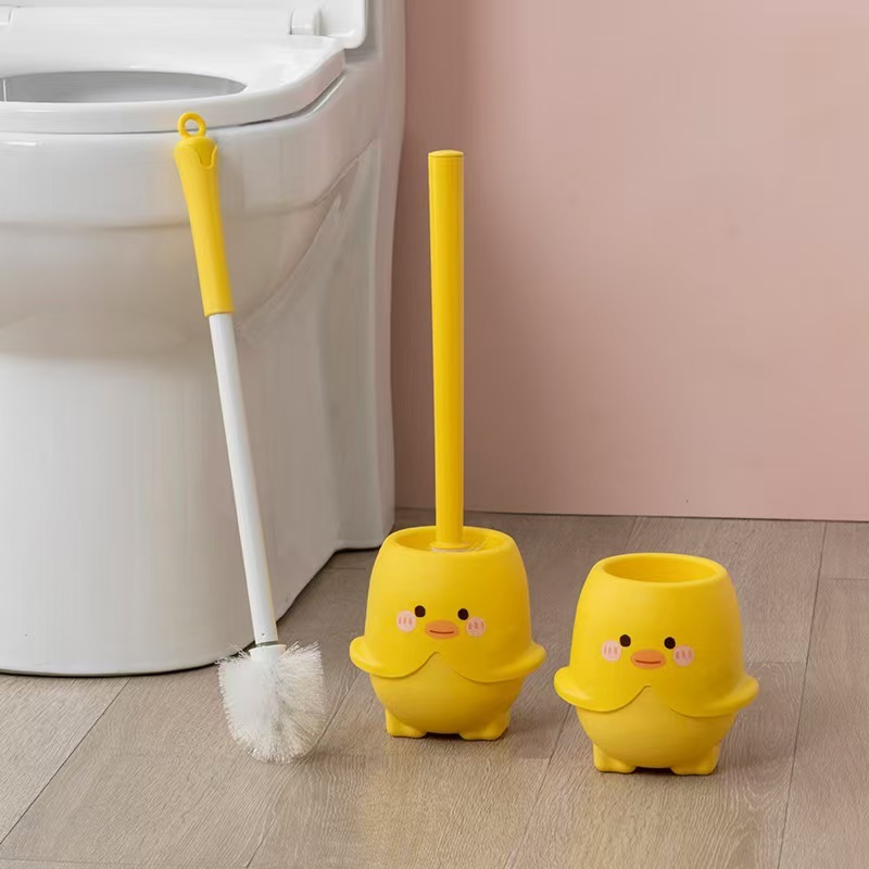 新しいかわいいトイレブラシ家庭用死角なし漫画トイレブラシ浴室しゃがみトイレロングハンドルプレスクリーニングブラシ|undefined