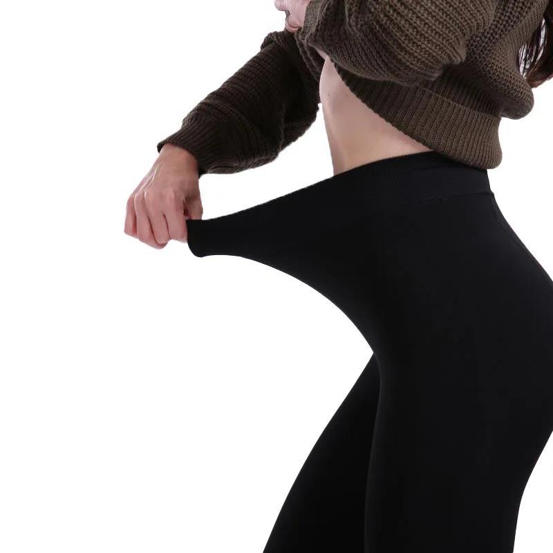 Abbigliamento da donna leggings invernali caldi per le donne da indossare come capospalla senza formazione di pallini collant a vita alta in velluto perlato di grandi dimensioni_voghion.com