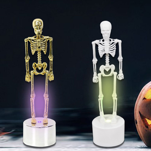 Glowing Halloween ornaments, skeleton skeleton desktop ornaments, holiday decoration atmosphere, skeleton people