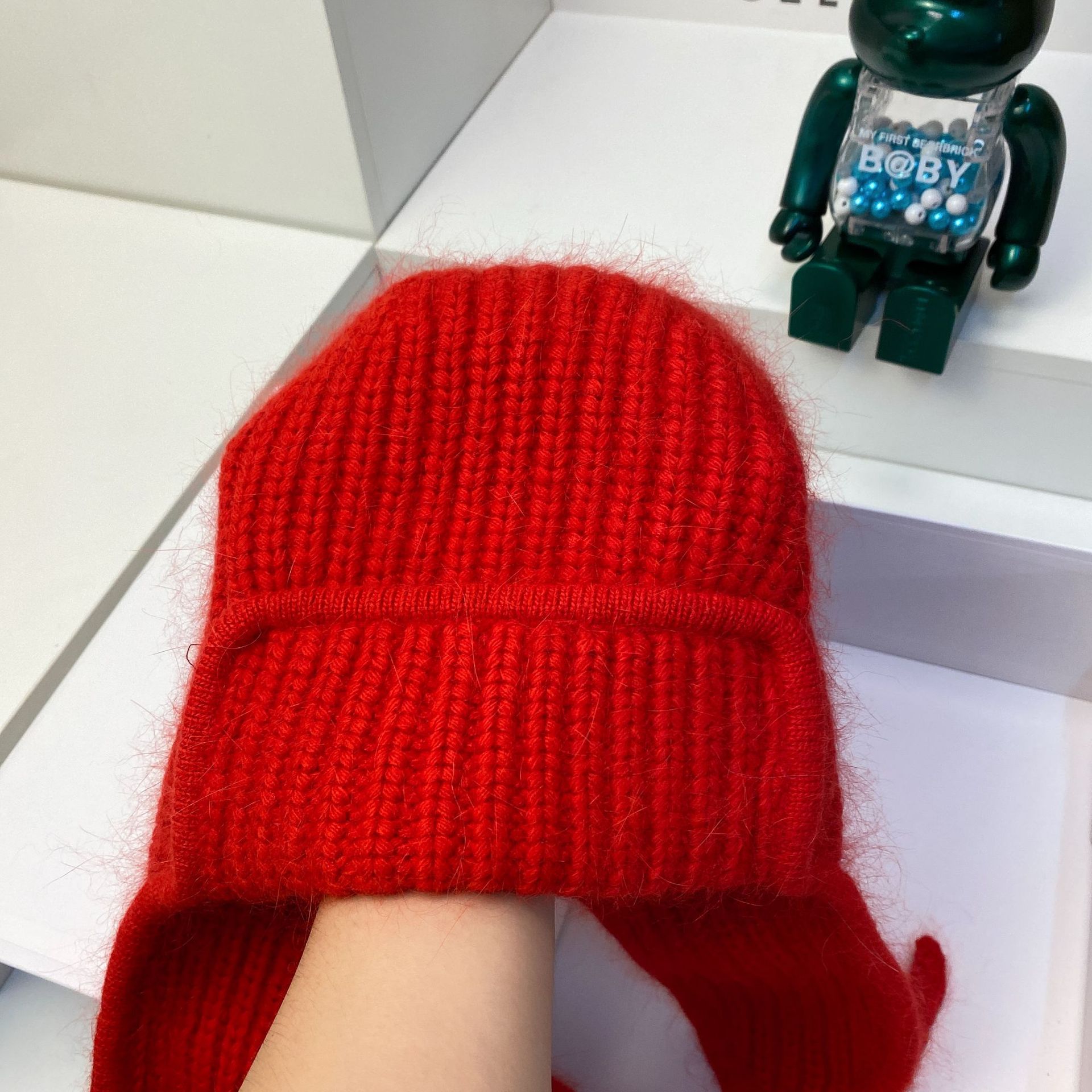 Russischer Samt, verdicktes Kaninchenhaar, gestrickt für Wärme im Winter, Ohrenschutz, Gesichtsumhüllung, Wollmütze, modisch_voghion.com