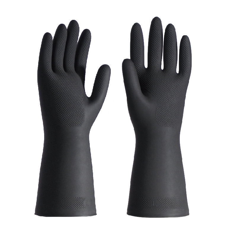 FUENTE Fábrica industrial de doble capa de dos colores guantes de látex anti-químico engrosada resistente al desgaste de limpieza de protección laboral guantes de goma