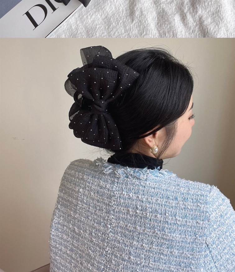 Bow Knot Pattern Women'S Gender Patchwork Design Simple Style Style Simple Style Bow Knot Cloth Patchwork Hair Claws