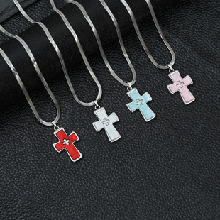 Sweet Cool Dopamine Double Cross Pendant Blade Chain Necklace Women's Autumn Titanium Steel Niche Design All-match Clavicle Chain