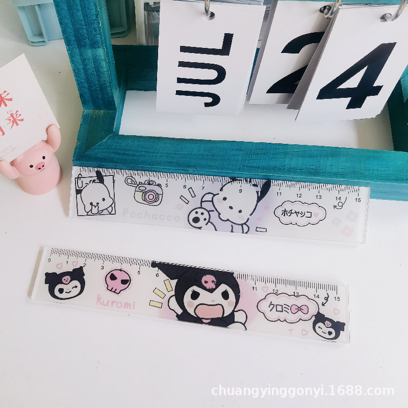 Kuromi ruler Pacha dog cartoon student ruler ins stationery ruler hand ledger drawing scale 15cm