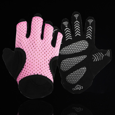 Aolijia Spring and summer Bodybuilding glove dumbbell Physical exercise Bicycle cycling motion Thin section Hemidactyly glove