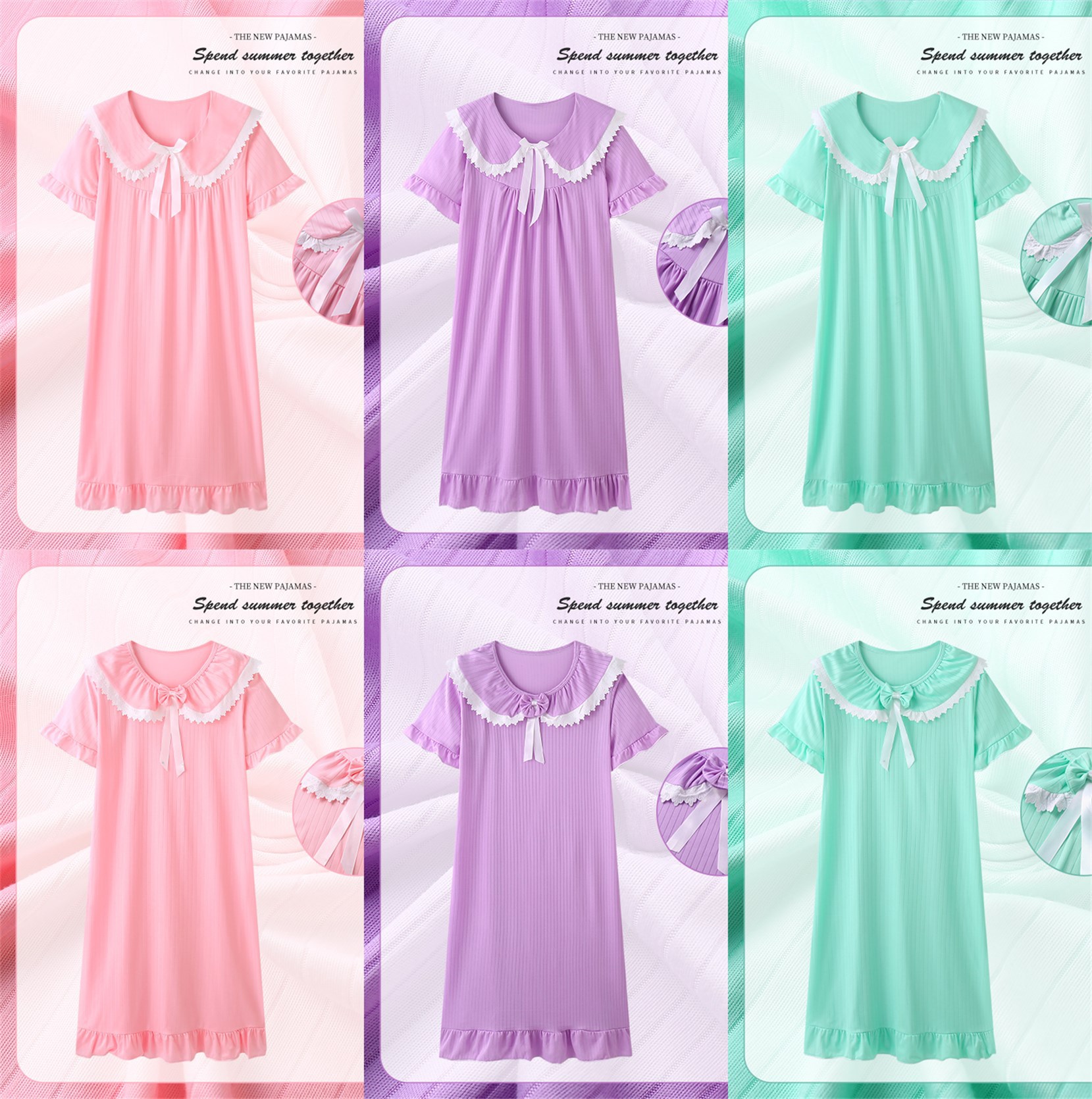 Pijama de verano de manga corta muñeca cuello de hadas corte coreana engordado pijama de tamaño grande princesa ropa de estilo doméstico
