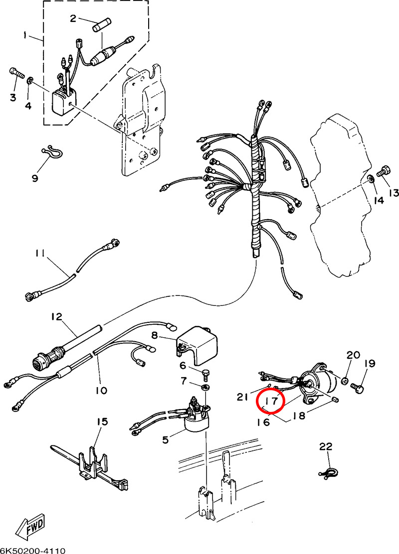 17)翟墨DEMONS舷外机船外挂橡皮艇冲锋舟阻风门拉线6H3-86116-00