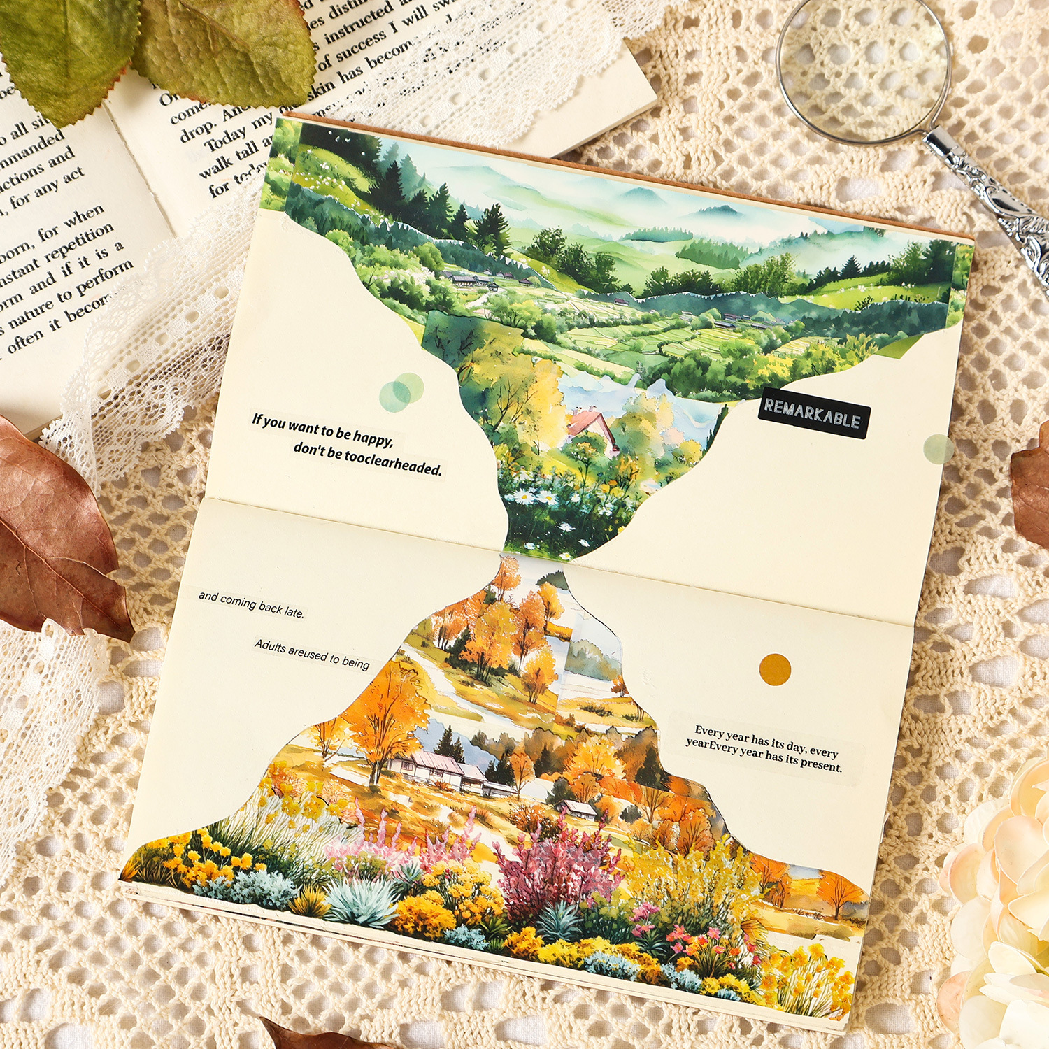 Serie Guilin Zhisi Pegatinas de paisajismo Pegatinas de bricolaje Material de decoración de cuentas a mano Collage 10 pegatinas de cuentas a mano transfronterizas