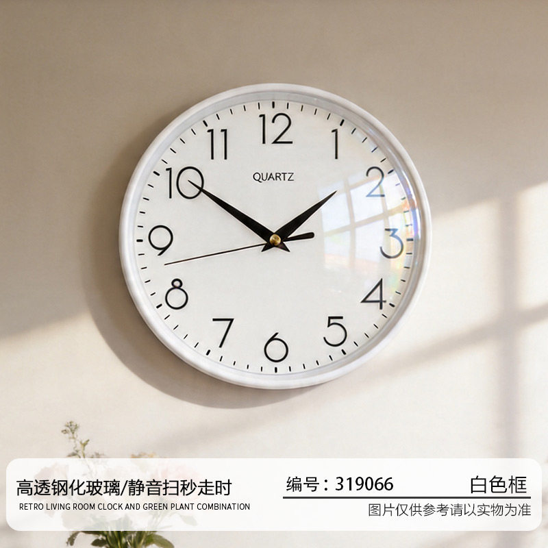 Moderno simple sin perforación reloj de pared sensación alta redonda decoración de la sala de estar reloj de pared doméstico silencioso al por mayor