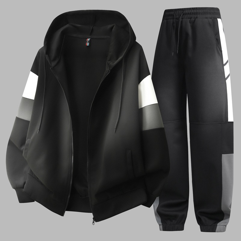 Nuevo adolescente masculino suelto juego deportivo casual primavera y otoño cardigan con capuz suéter pantalones largos de dos piezas