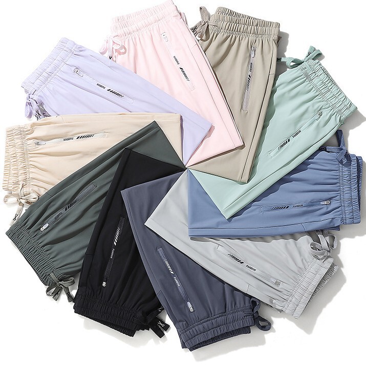 Summer New Ice Silk Pants Quick-drying Breathable Nylon Men's and Women's Elastic Soft Anti-wrinkle Cooling Couple Sunscreen Pants