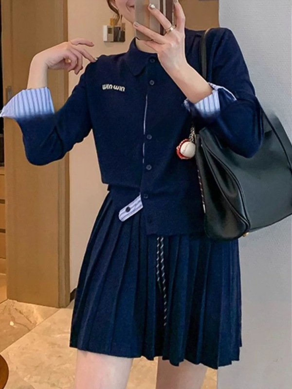 爱情鱼 时尚针织套装女2025年秋季新款开衫上衣半身裙两件套|undefined