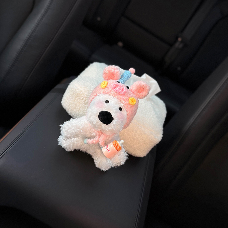 2025 New Model West Highland Car Tissue Box, Car Armrest Box Tissue Holder, In-Car Seat-Style Tissue Bag, Cute for Women