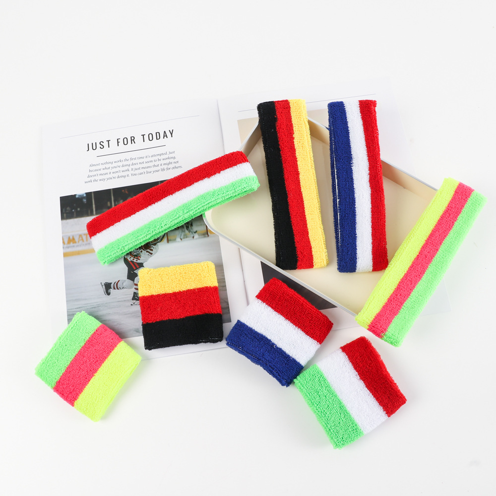 Sweat-Absorbing Wristbands and Headbands Three-Piece Set in Stock, Unisex Support Headbands for Sports, Fitness, Basketball, Yoga, and Anti-Sweat Headscarves