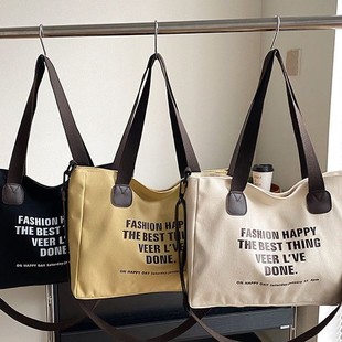 New Canvas Bag Large Capacity Student Tutor Tote Bag High-value Korean Style Trendy Crossbody Women's Bag