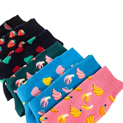New Cross-Border Colorful Fruit Men's Socks Socks Manufacturer Wholesale Casual Mid-Tube Couple Socks No Jams