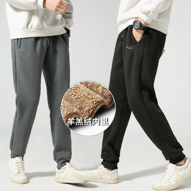 Мужские спортивные штаны из искусственного бархата ягненка, утолщенные хлопковые брюки на флисовой подкладке, мужские центы