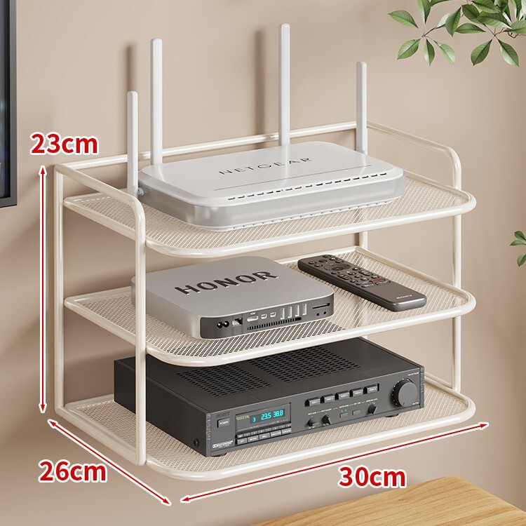 路由器放置架wifi整理架墙上免打孔机顶盒收纳盒壁挂式分层储物盒|undefined